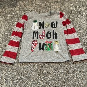Snow Much Fun sequin long sleeve shirt. Toddler size (4-5) xs/xch